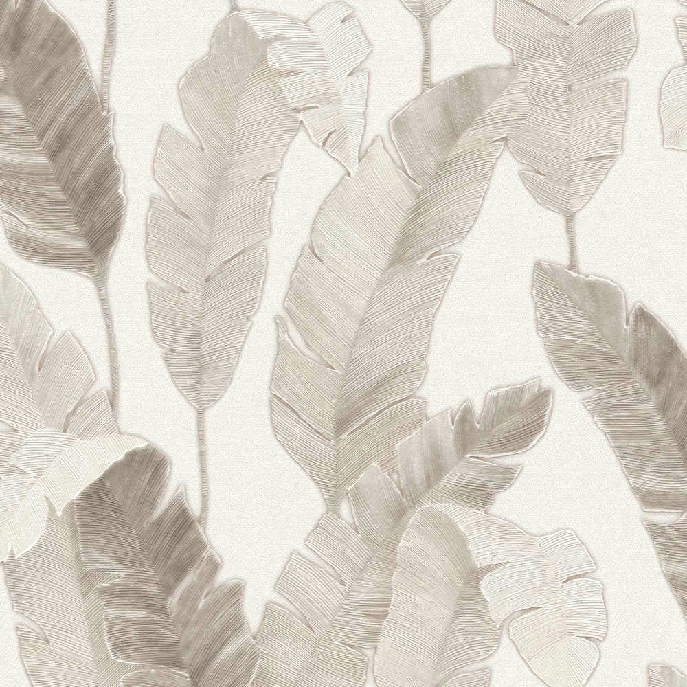 Metropolitan Stories 3 - Bali Palm Leaves botanical wallpaper AS Creation Roll Grey  392185