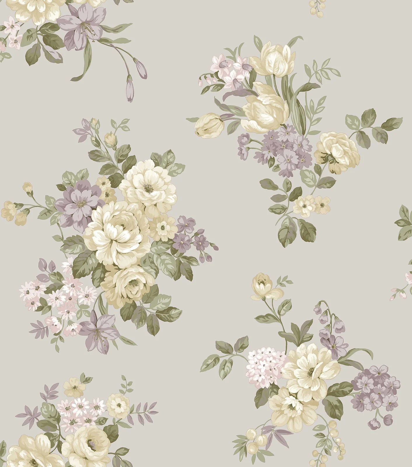 Fiori Country - Peony botanical wallpaper Parato Roll Gray 12301