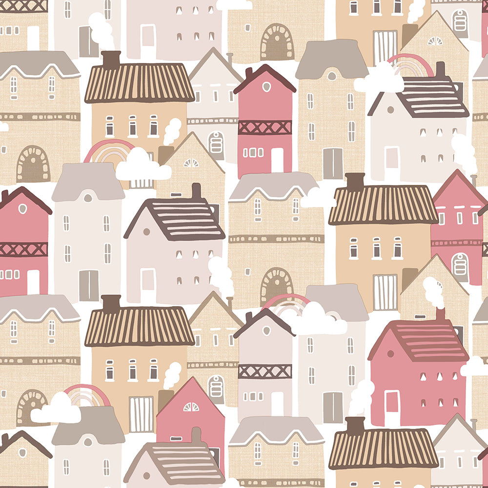 Mondo Baby - Little Town kids wallpaper Parato Roll Pink  13030