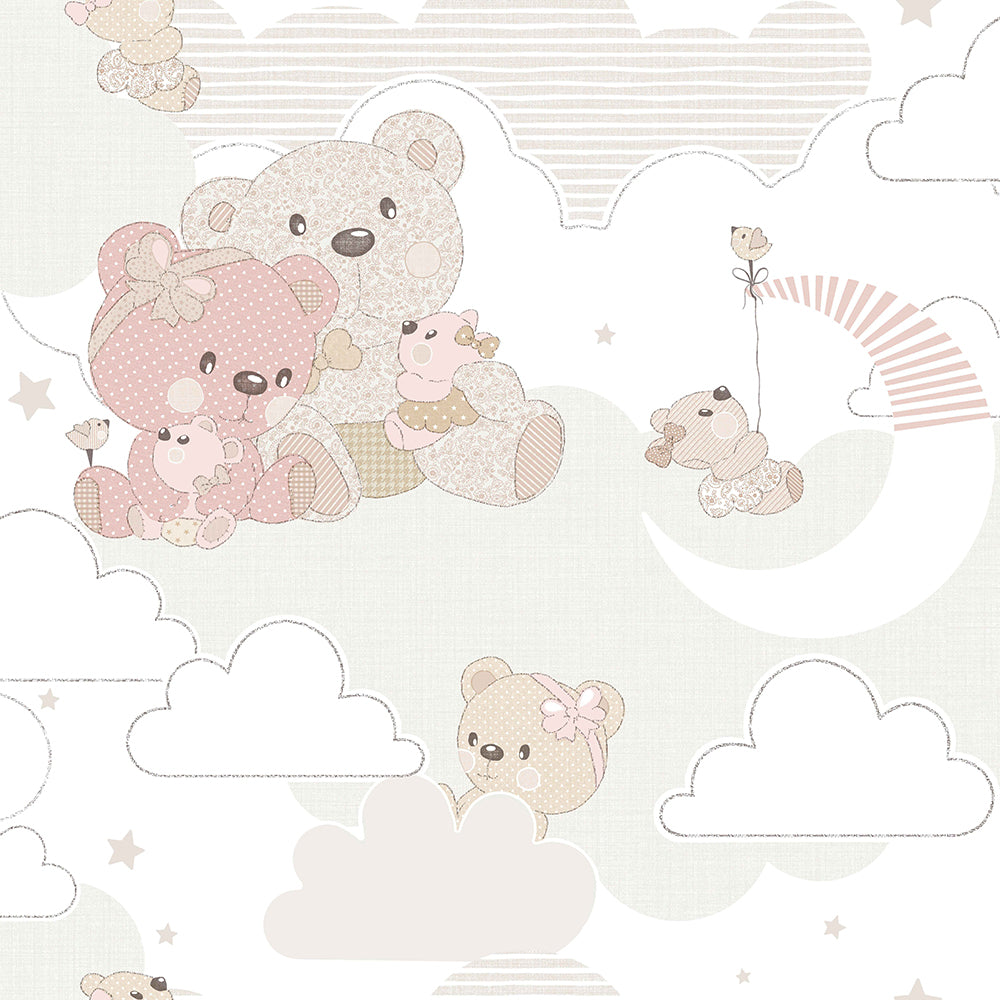 Mondo Baby - Cute Teddy Bears kids wallpaper Parato Roll Pink  13038