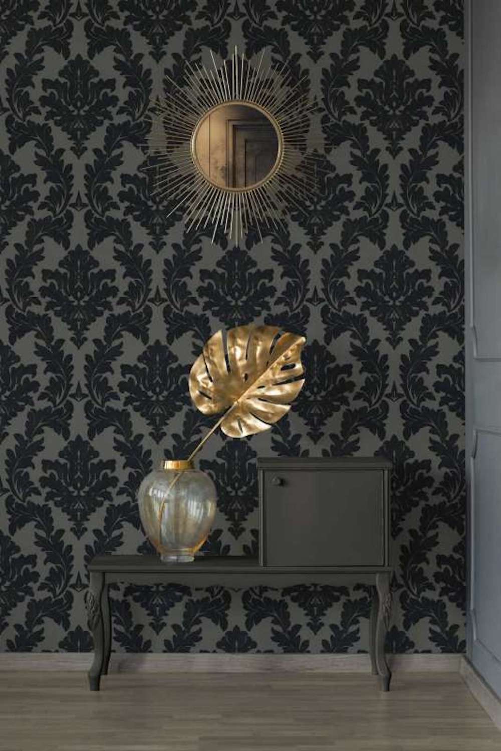 Castello -Flocked Damask Desire textile wallpaper AS Creation    