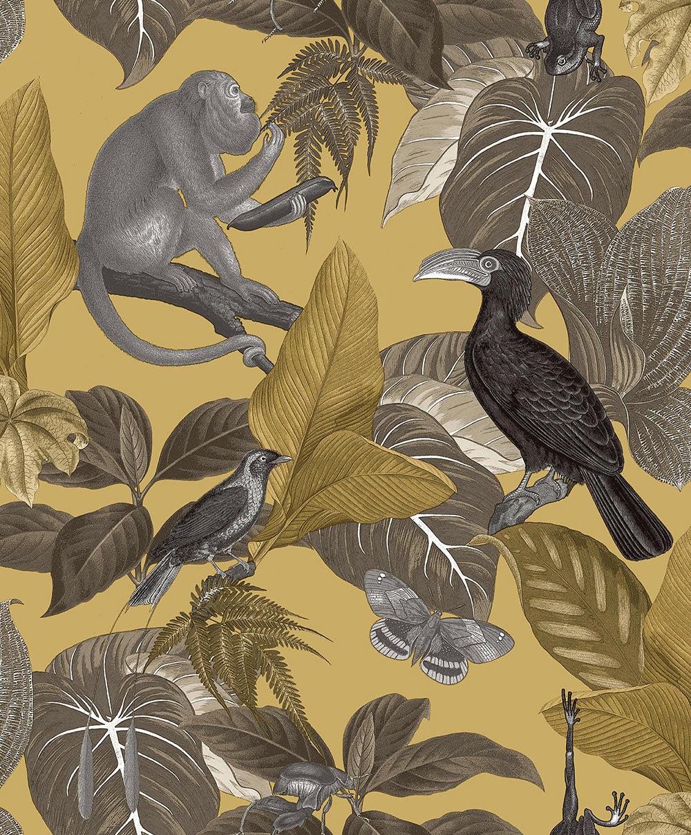 Flora - Jungle botanical wallpaper Parato Roll Yellow  18502