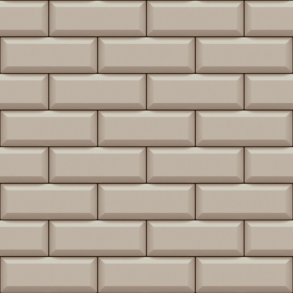 Flora - Subway Tiles industrial wallpaper Parato Roll Light Taupe  18532