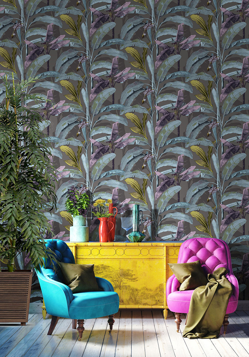 Flora - Banana Tree botanical wallpaper Parato    