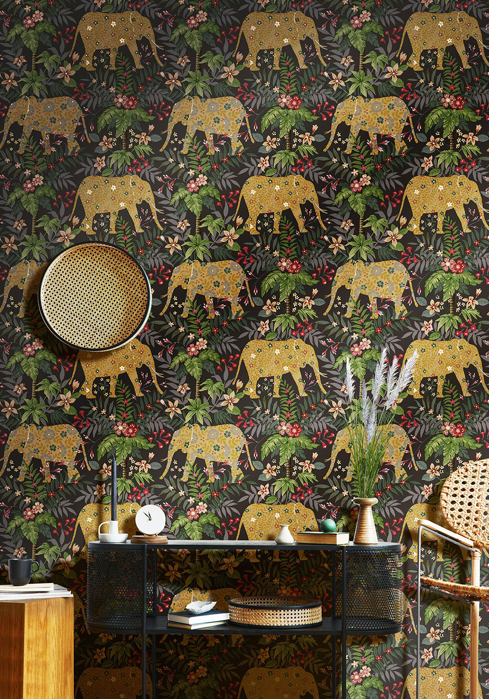 Flora - Elephants botanical wallpaper Parato    