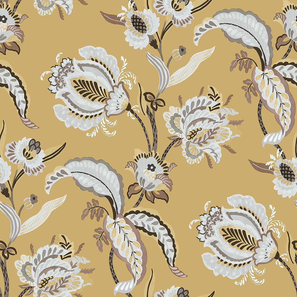 Flora - Flower Vines botanical wallpaper Parato Roll Yellow  18552