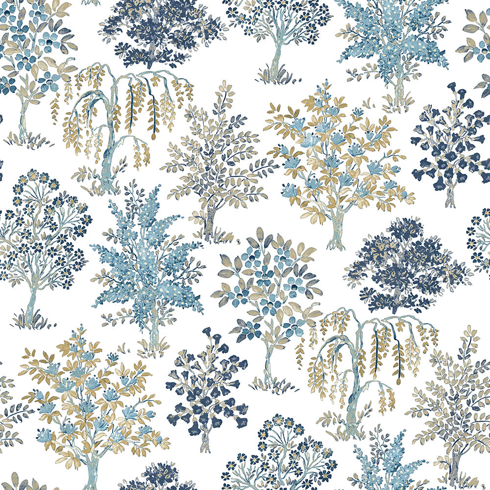 Flora - Trees botanical wallpaper Parato Roll Blue  18556