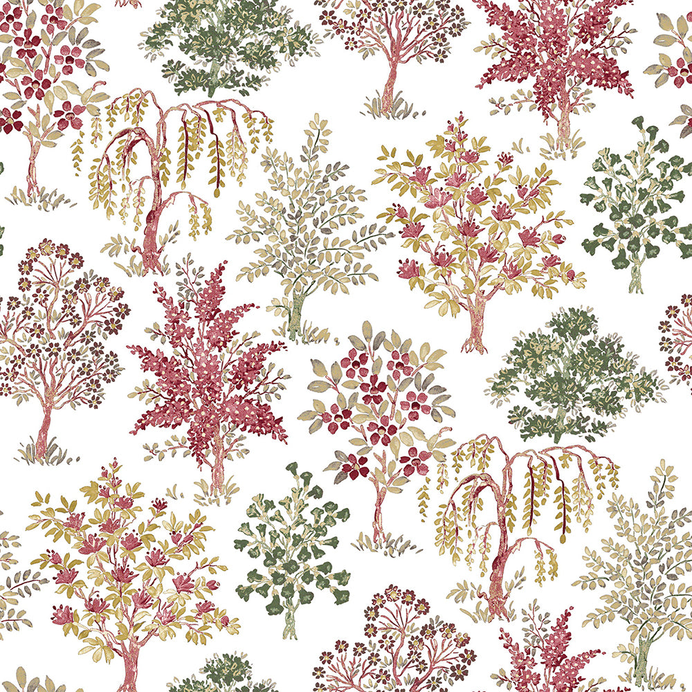 Flora - Trees botanical wallpaper Parato Roll Red  18558