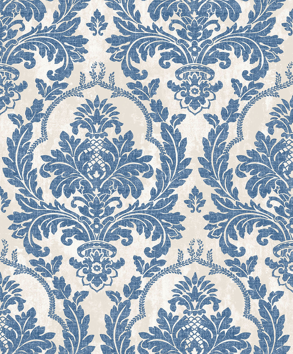 Vintage - Victorian Classic Damask damask wallpaper Parato Roll Blue  25716