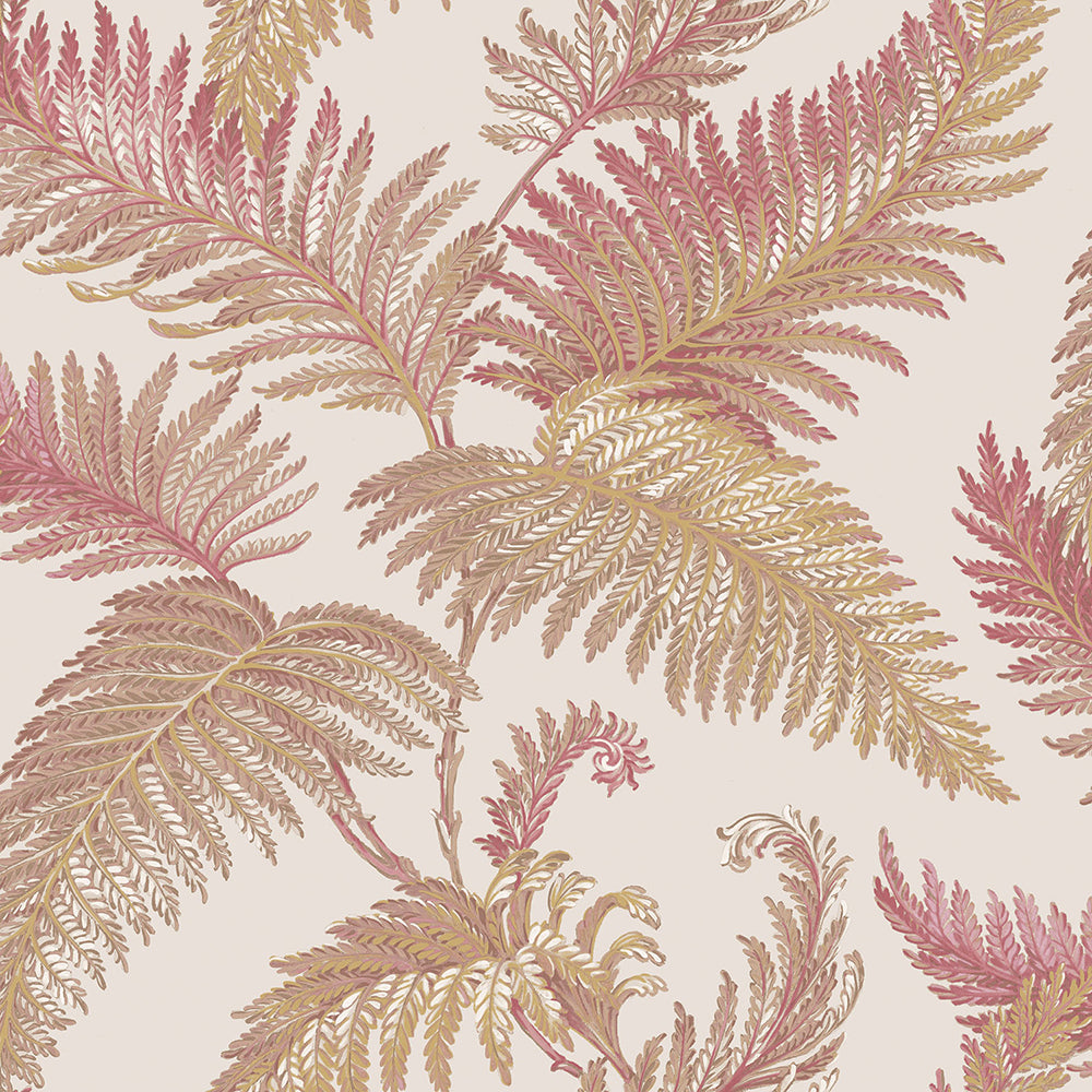 Vintage - Fern Leaves botanical wallpaper Parato Roll Pink  25744