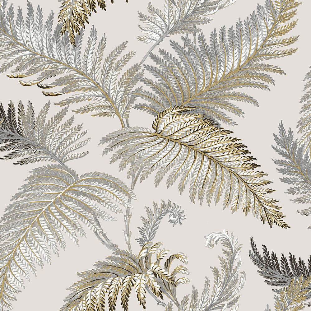Vintage - Fern Leaves botanical wallpaper Parato Roll Grey  25749