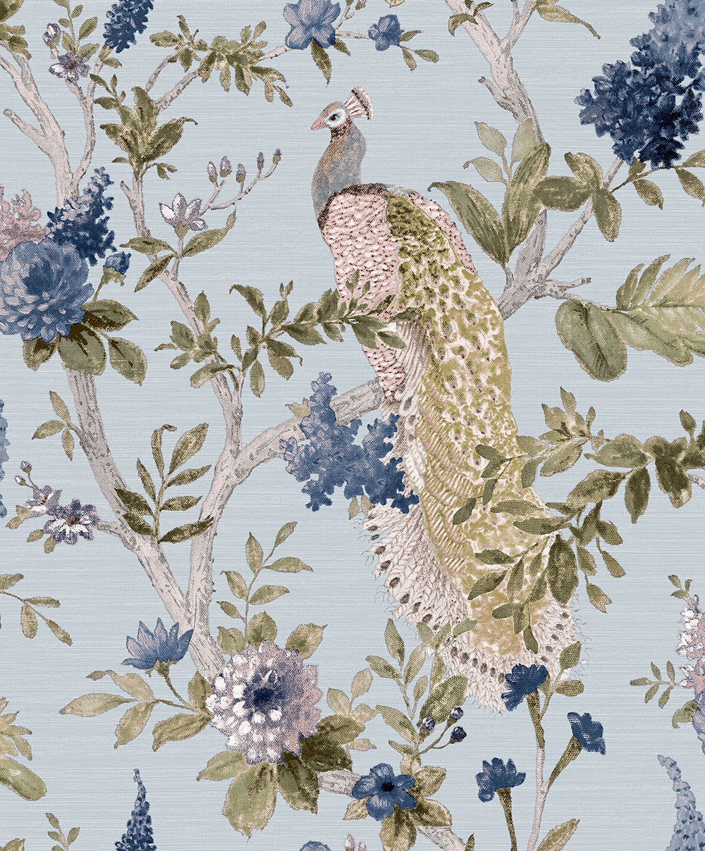 Vintage - Peacock botanical wallpaper Parato Roll Blue  25756