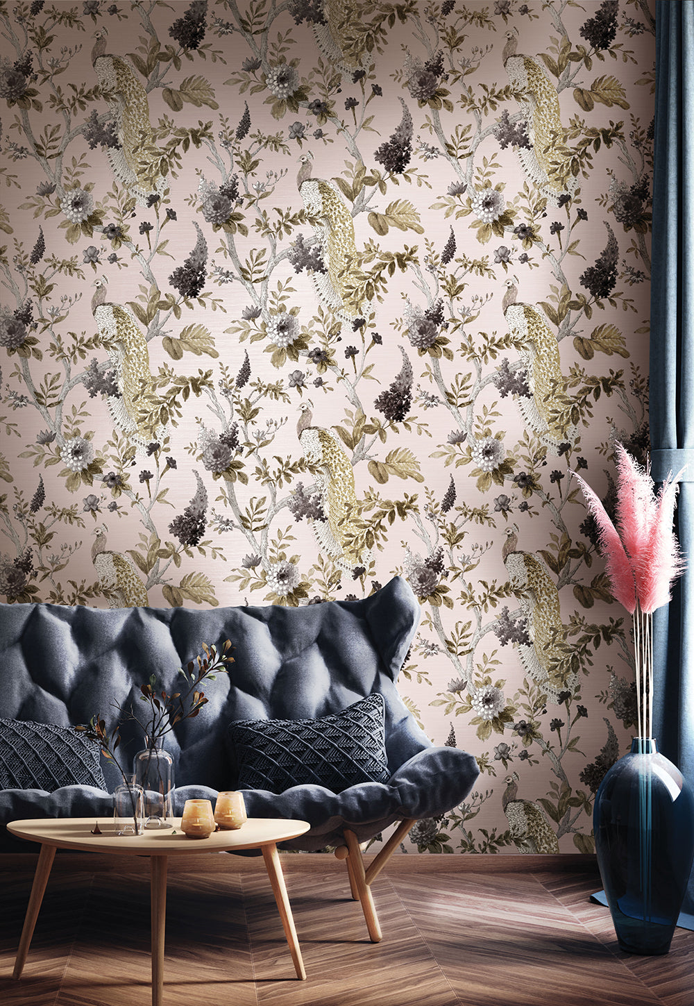 Vintage - Peacock botanical wallpaper Parato    