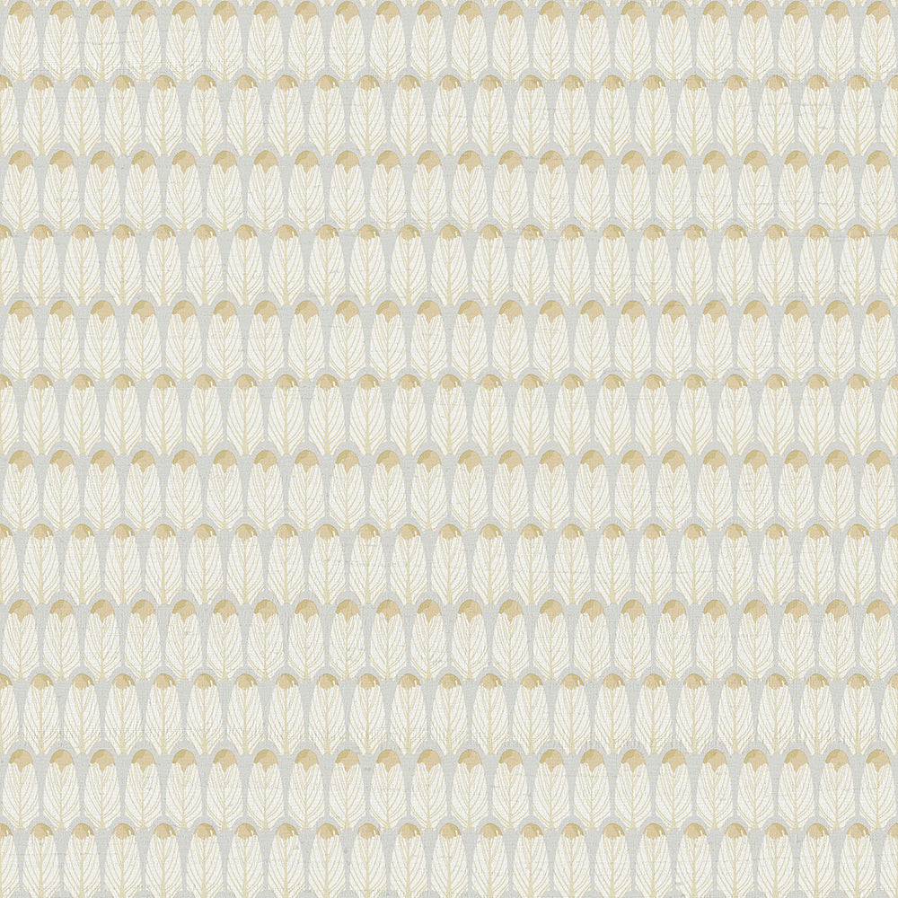 Casamood - Striped Leaves art deco wallpaper Parato Roll Light Grey  27036