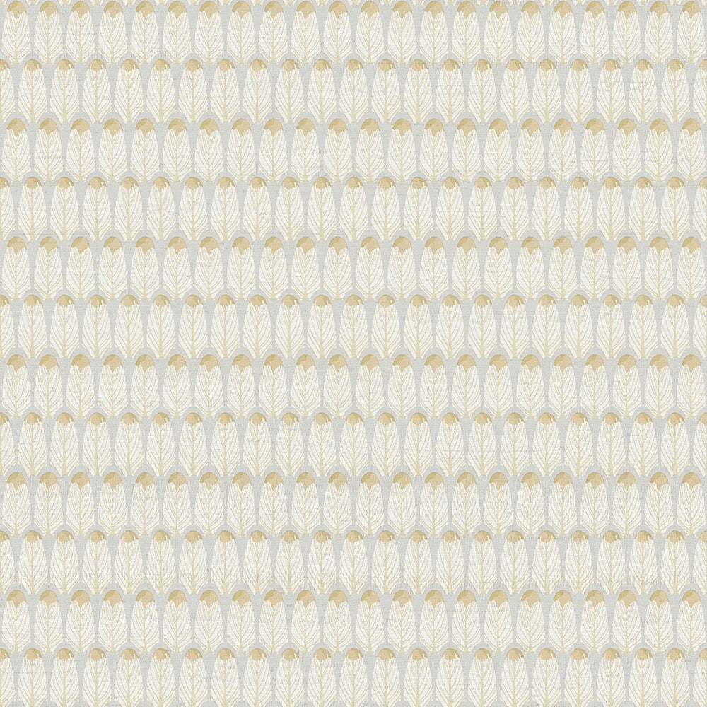 Casamood - Striped Leaves art deco wallpaper Parato Roll Light Grey  27036