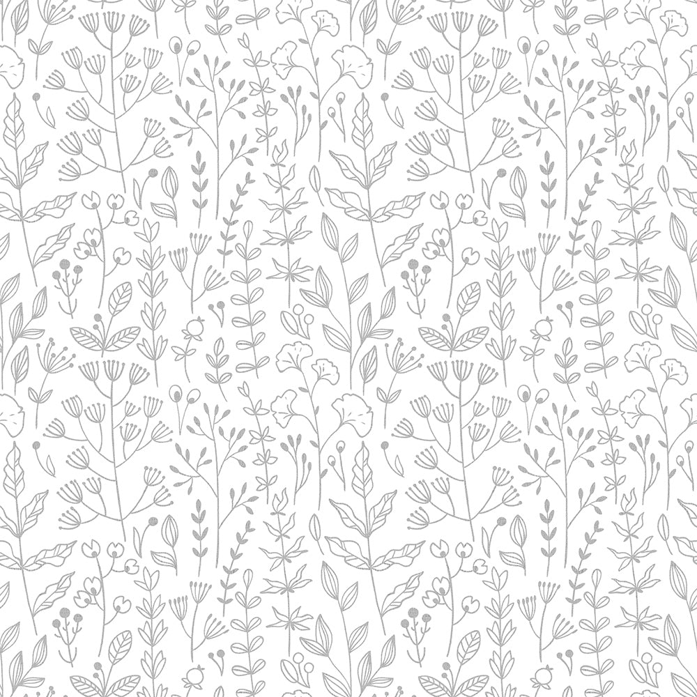 Casamood - Plain Floral botanical wallpaper Parato Roll Grey  27049