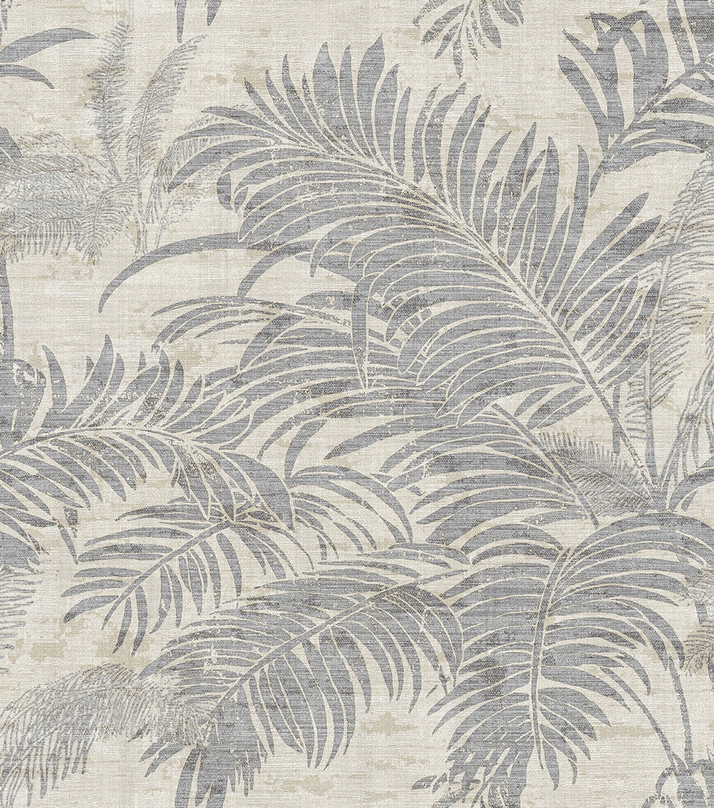 Materika - Tropical Leaves botanical wallpaper Parato Roll Grey  29904