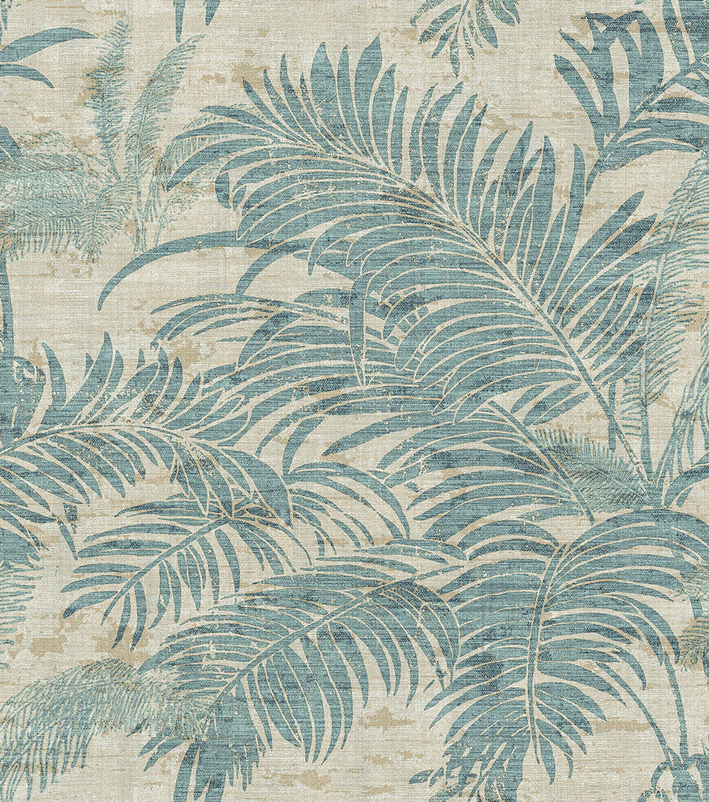 Materika - Tropical Leaves botanical wallpaper Parato Roll Blue  29906