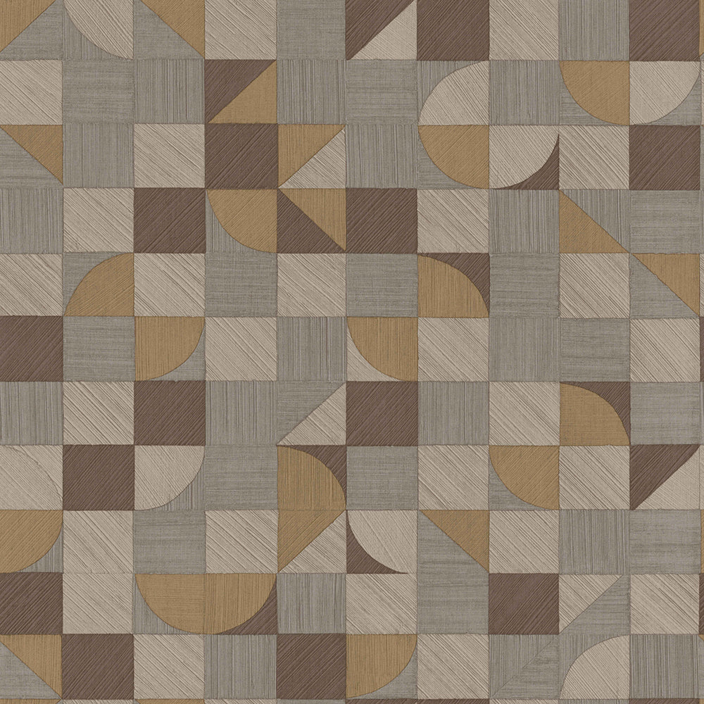 Materika - Geo Blocks geometric wallpaper Parato Roll Dark Taupe  29917