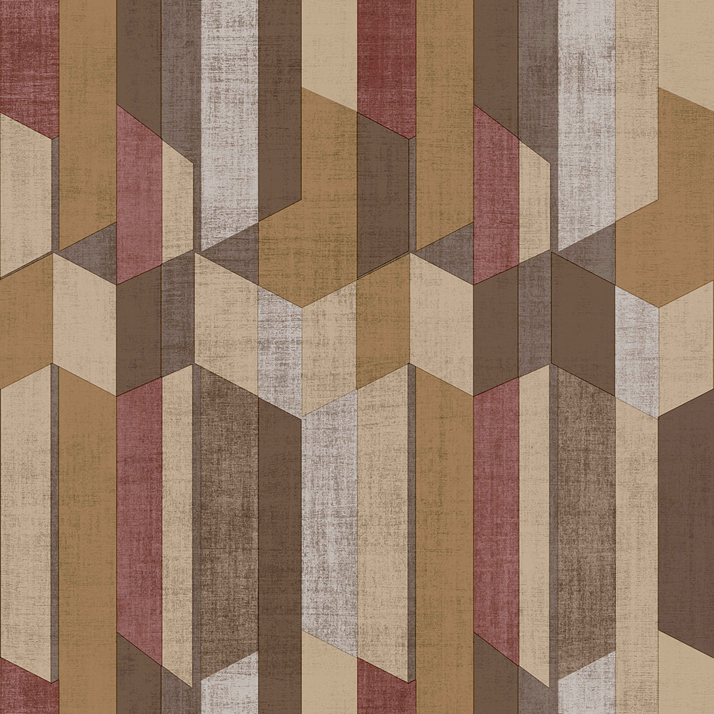 Materika - Geo Stripes geometric wallpaper Parato Roll Brown  29928