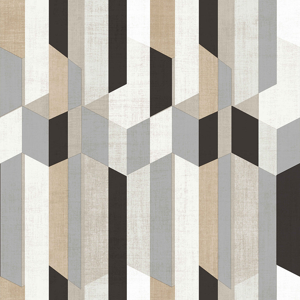 Materika - Geo Stripes geometric wallpaper Parato Roll Grey  29929