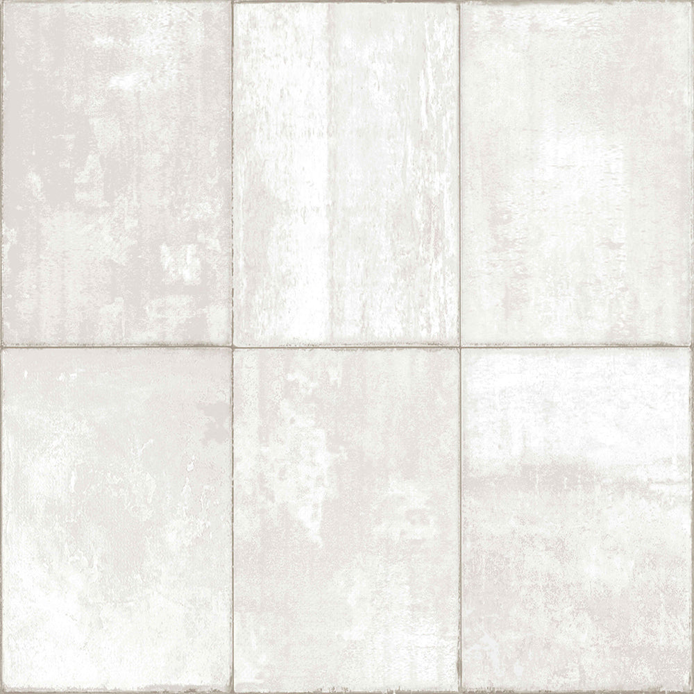 Materika - Worn Tiles industrial wallpaper Parato Roll White  29940