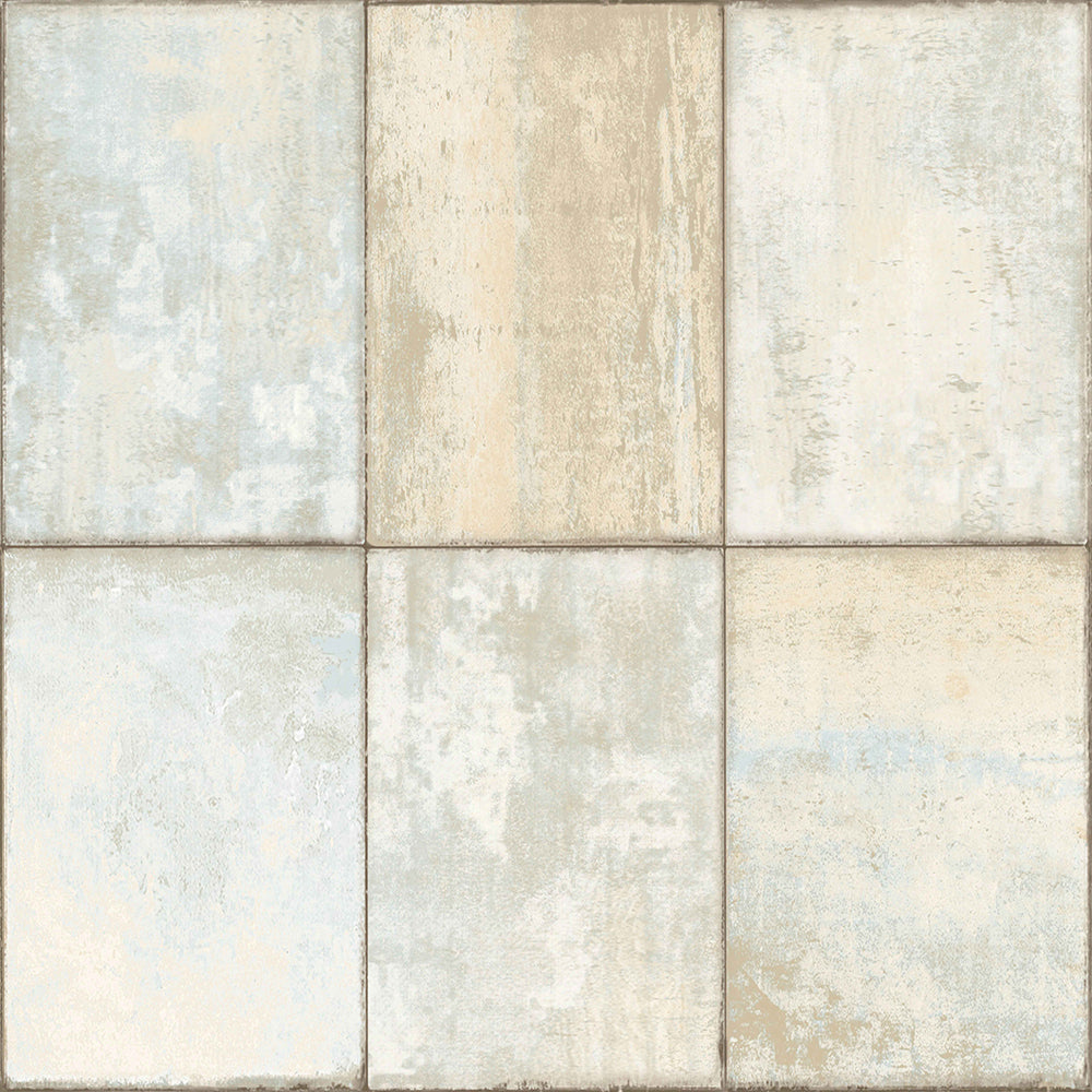Materika - Worn Tiles industrial wallpaper Parato Roll Dark Beige  29943