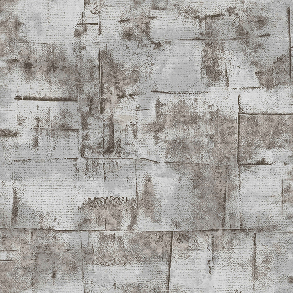 Materika - Distressed Tiles industrial wallpaper Parato Roll Beige  29973