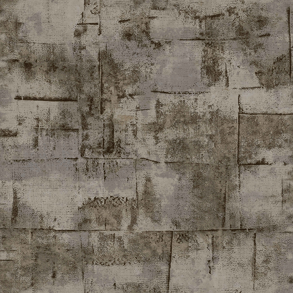 Materika - Distressed Tiles industrial wallpaper Parato Roll Dark Taupe  29979