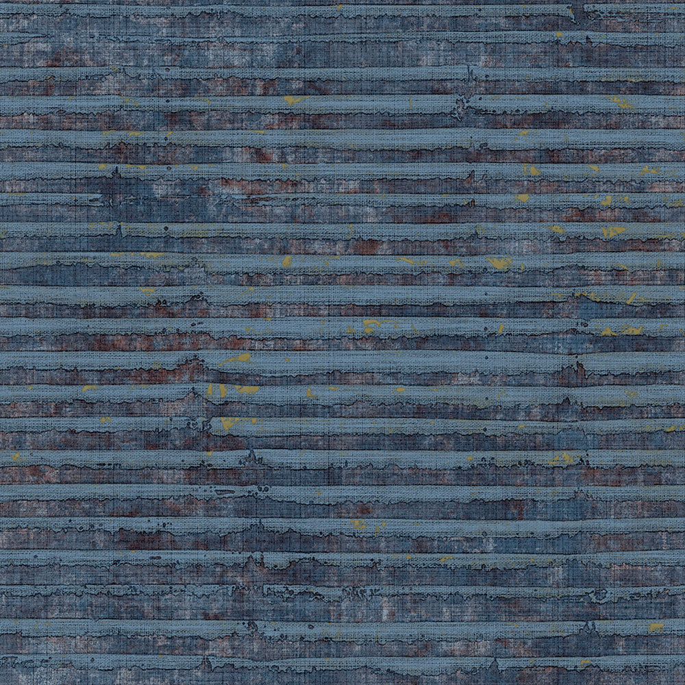 Materika - Rustic Horizontal Stripes industrial wallpaper Parato Roll Blue  29989
