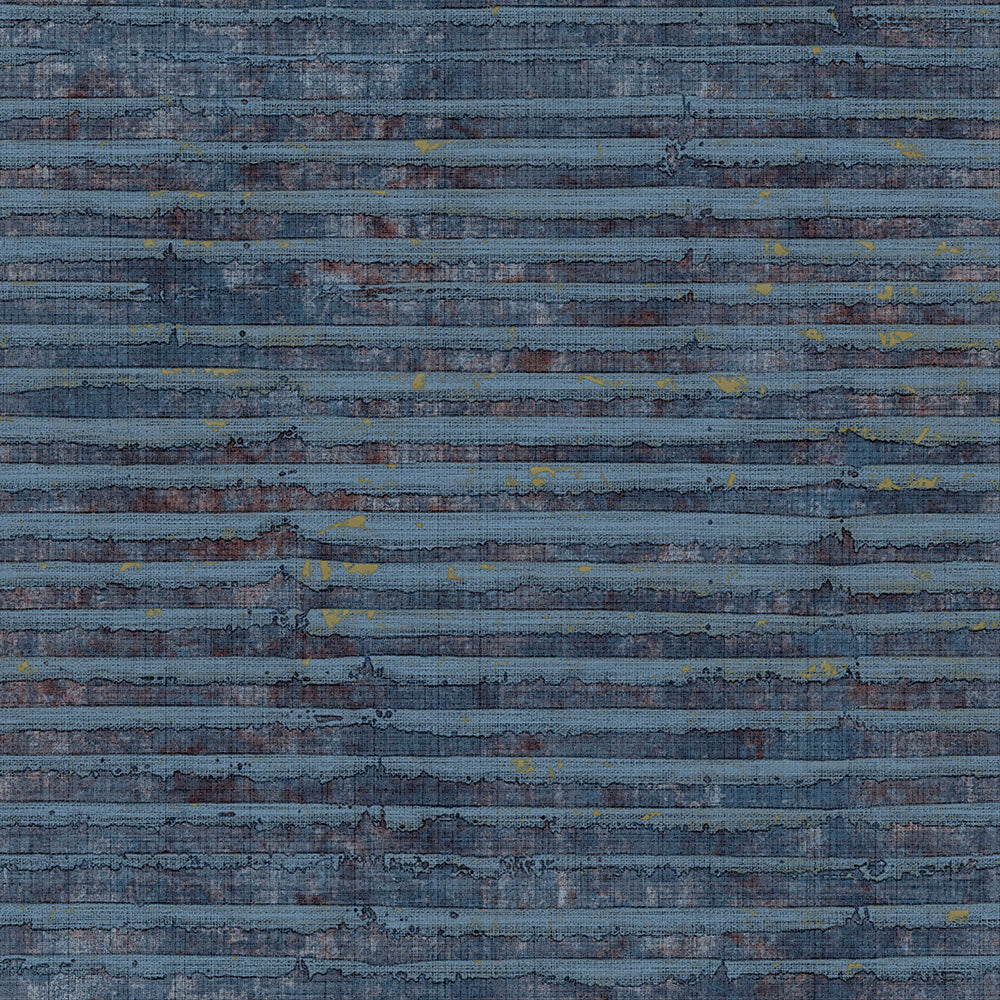 Materika - Rustic Horizontal Stripes industrial wallpaper Parato Roll Blue  29989