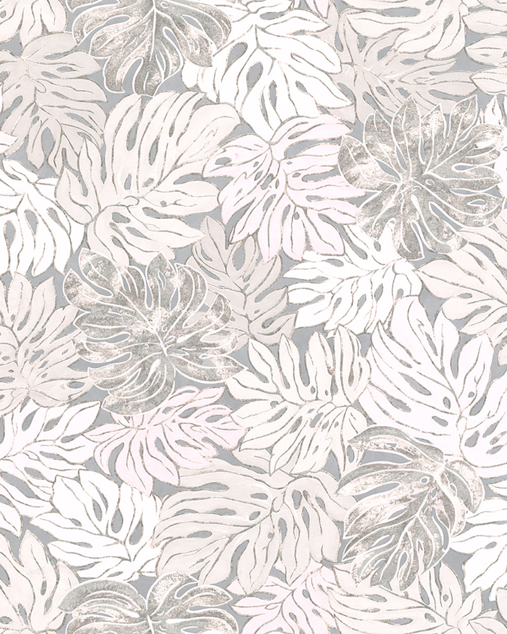 Casual - Monstera leaves botanical wallpaper Marburg Roll Grey  30433