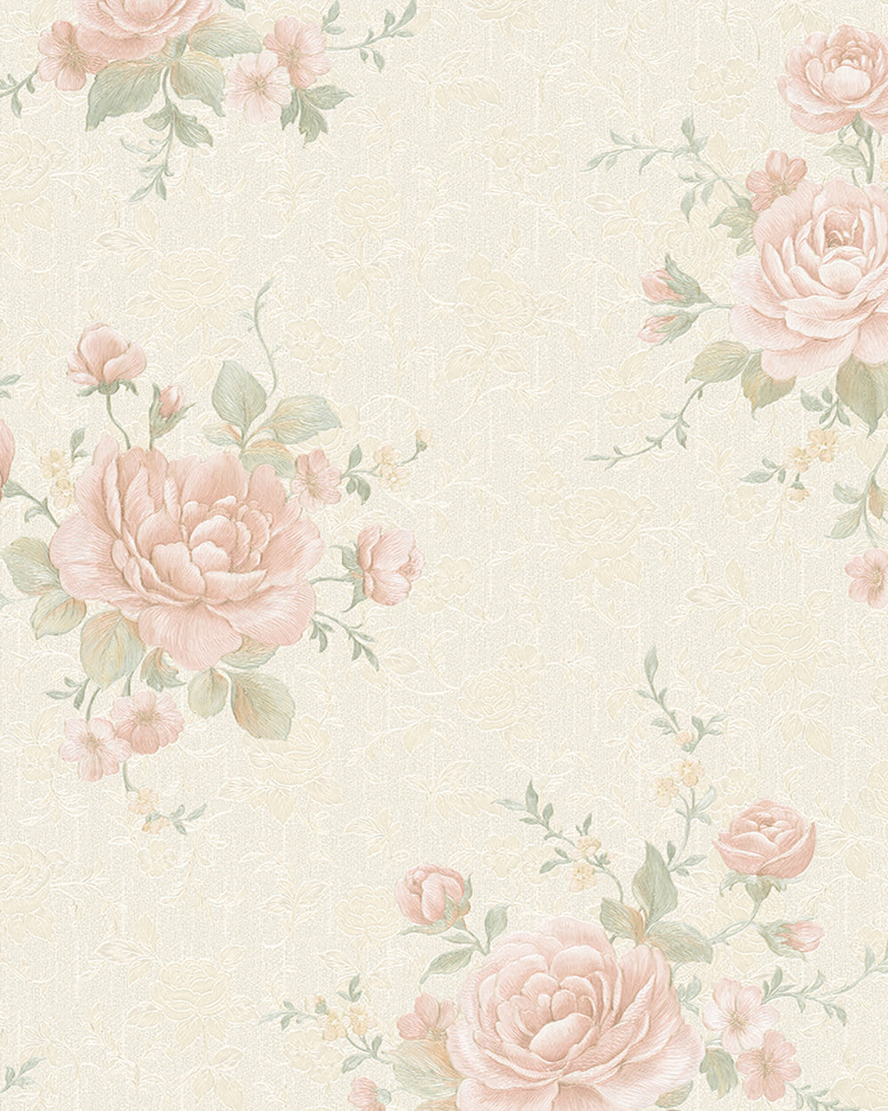 Belvedere - Vintage Roses botanical wallpaper Marburg Roll Pink  30613