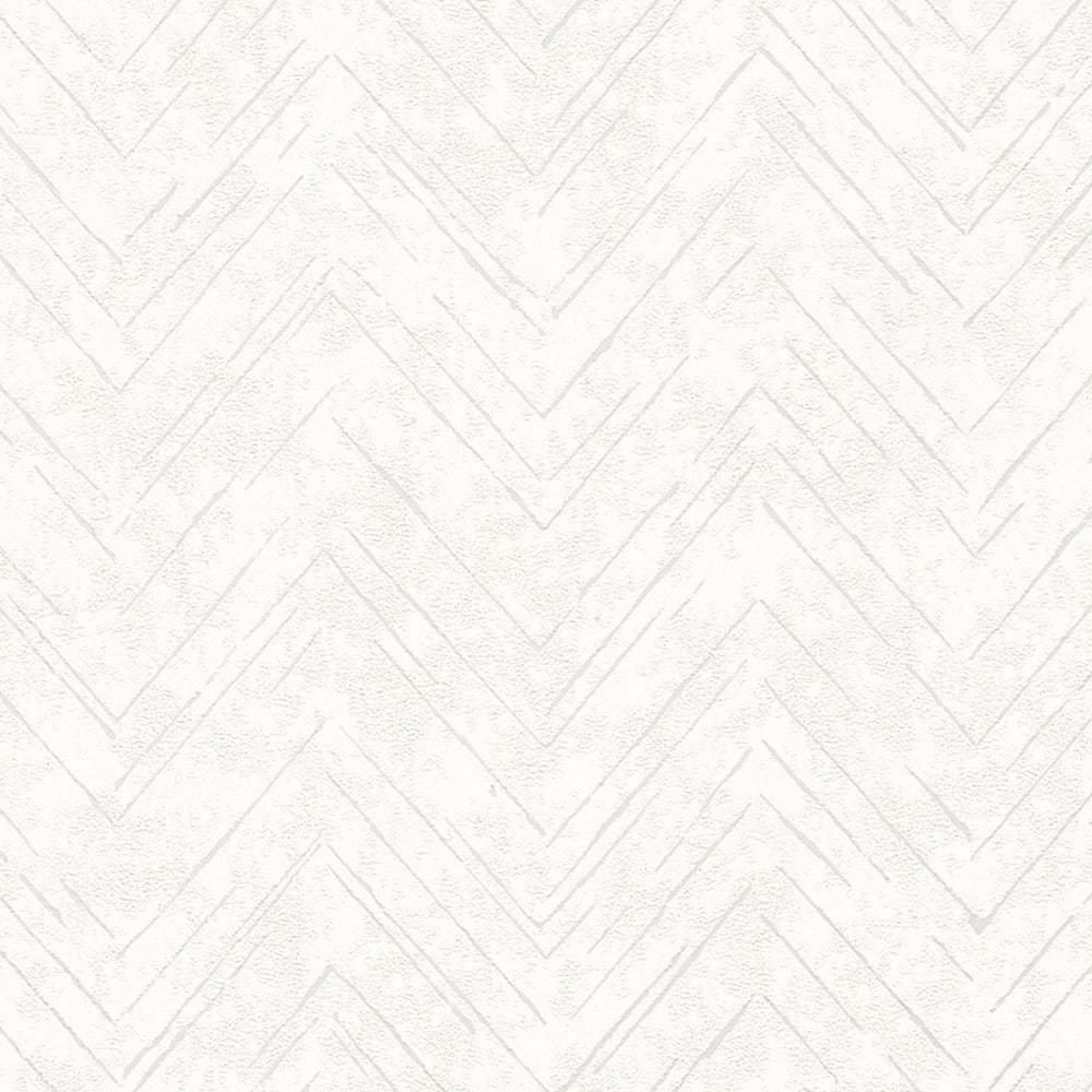 Memento - Textured Granulated Herringbone geometric wallpaper Marburg Roll White  32034