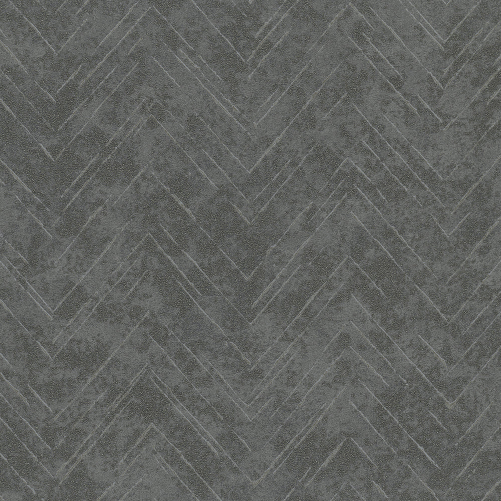 Memento - Textured Granulated Herringbone geometric wallpaper Marburg Roll Dark Grey  32037
