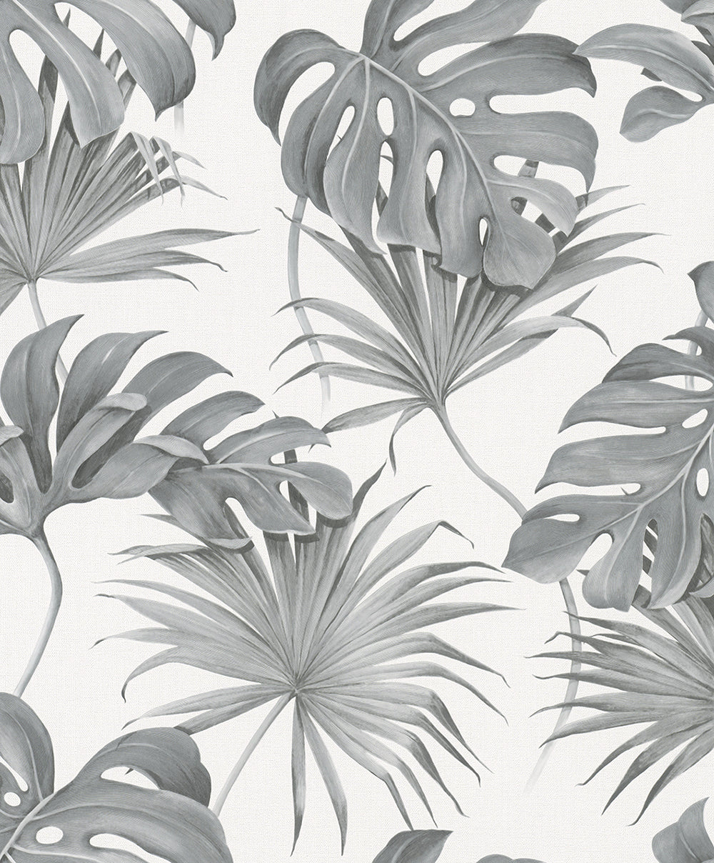 Schoner Wohnen New Spirit - Palm Leaves botanical wallpaper Marburg Roll Grey  32743