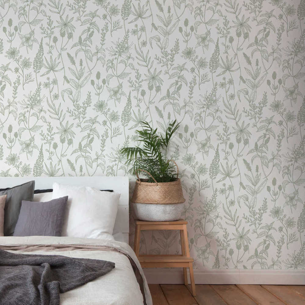 Trendwall - Etched Florals botanical wallpaper AS Creation    