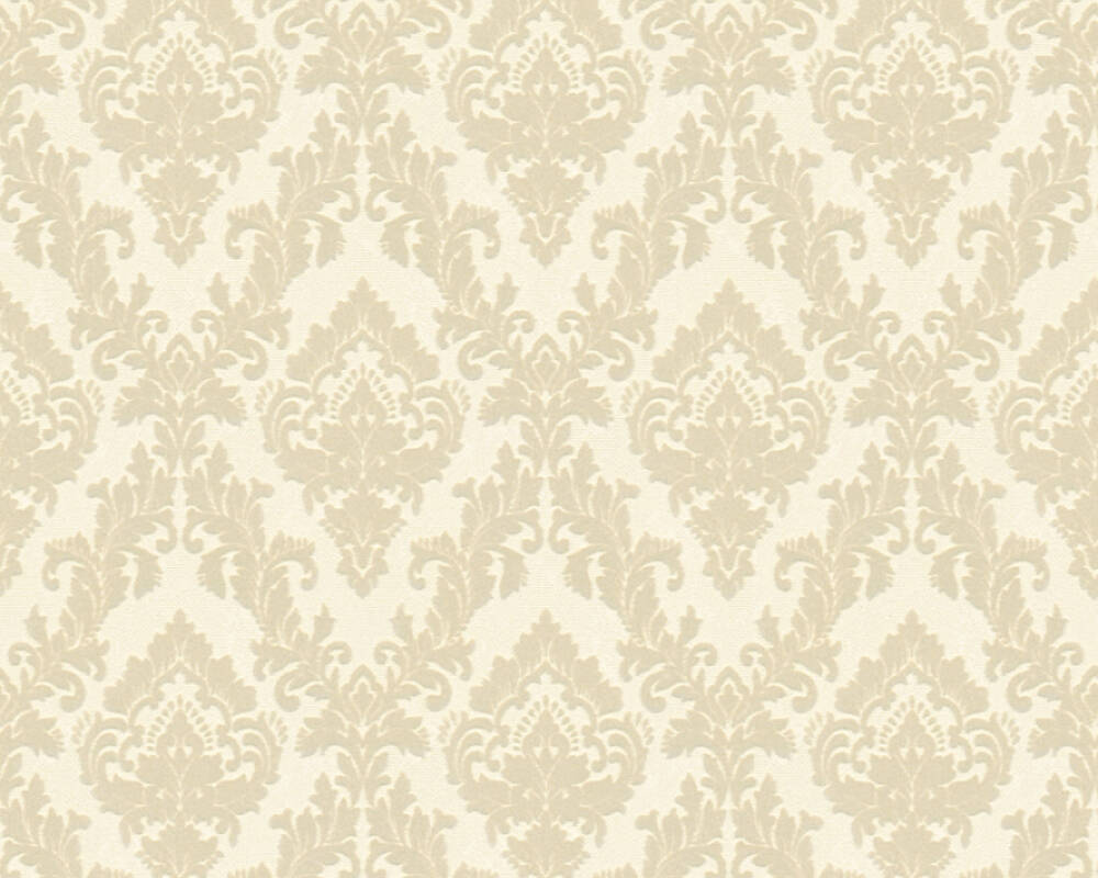 Castello - Flocked Damask Opulence textile wallpaper AS Creation Roll Cream  335822