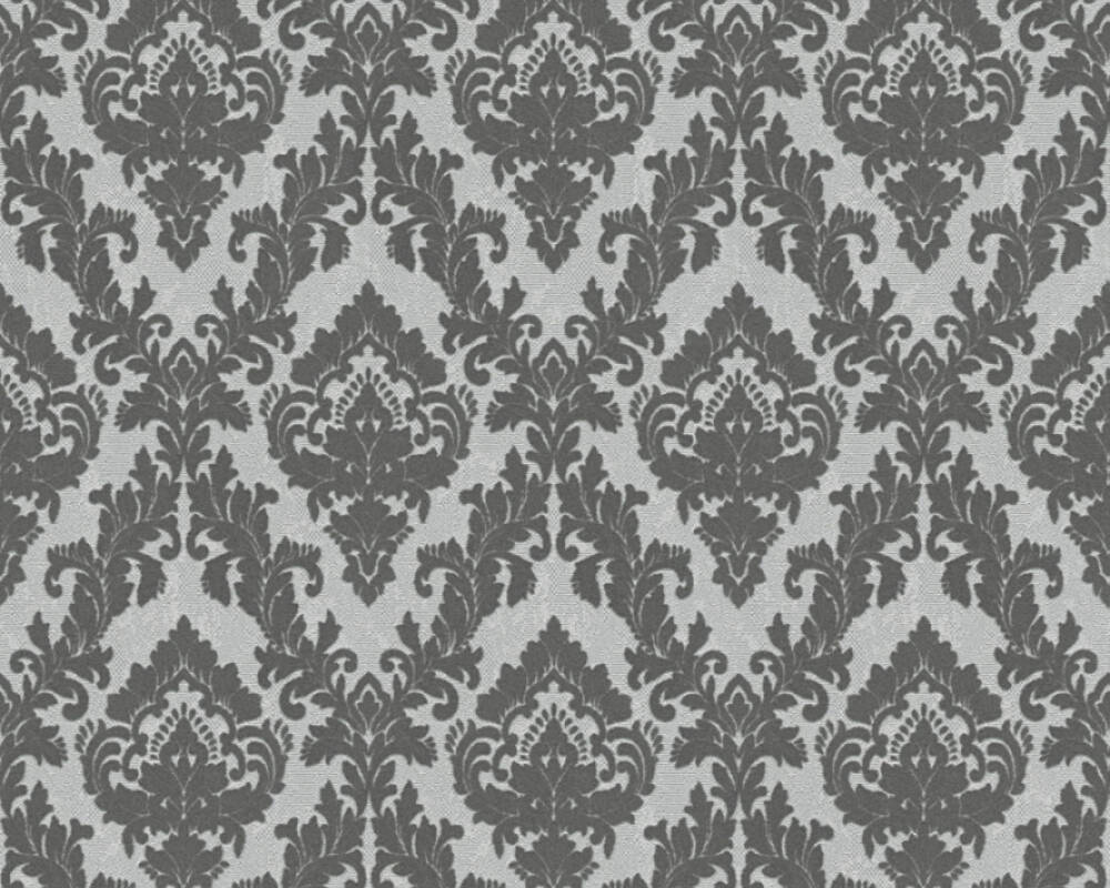 Castello - Flocked Damask Opulence textile wallpaper AS Creation Roll Grey  335823