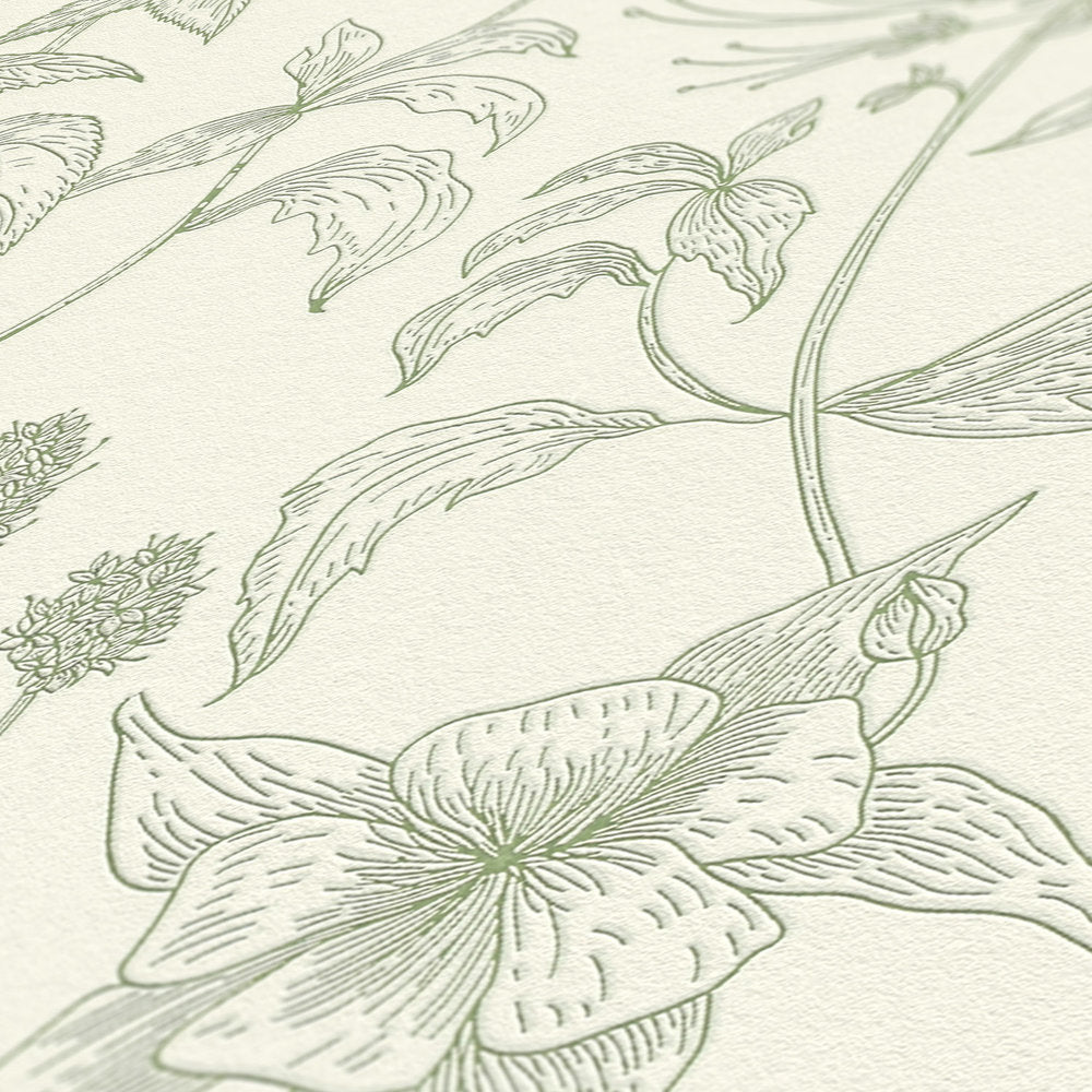 Trendwall - Etched Florals botanical wallpaper AS Creation    