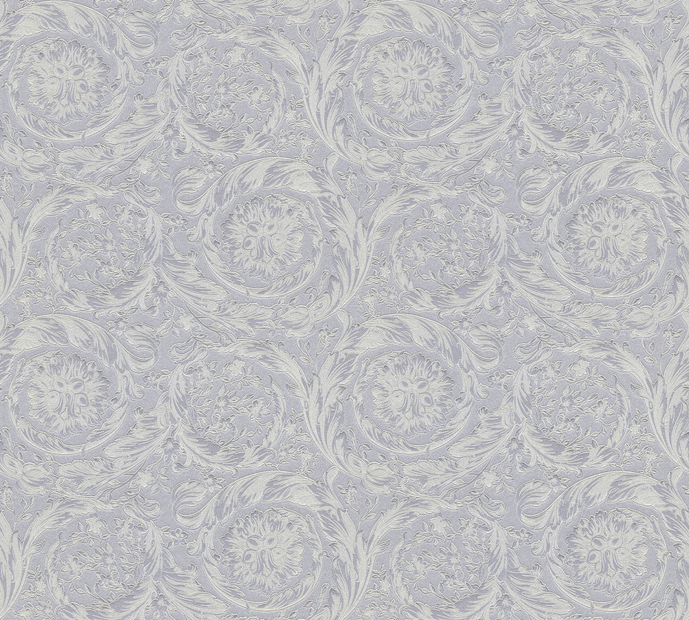 Versace 4- Classic Floral Swirls designer wallpaper AS Creation Roll Shiny Silver  366924