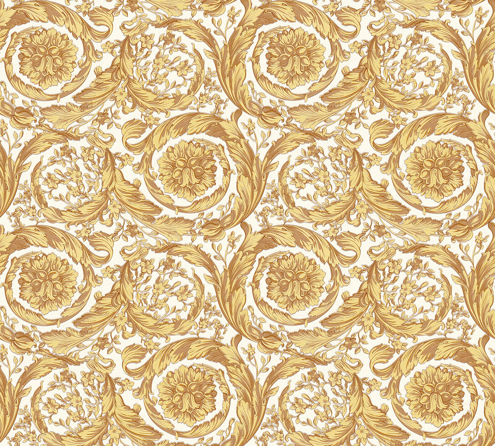 Versace 4- Classic Floral Swirls designer wallpaper AS Creation Roll White  366925