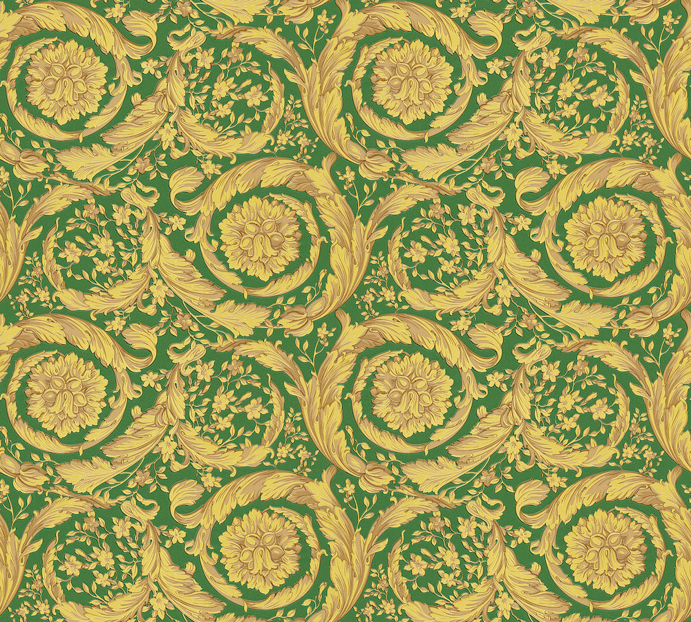 Versace 4- Classic Floral Swirls designer wallpaper AS Creation Roll Green  366926