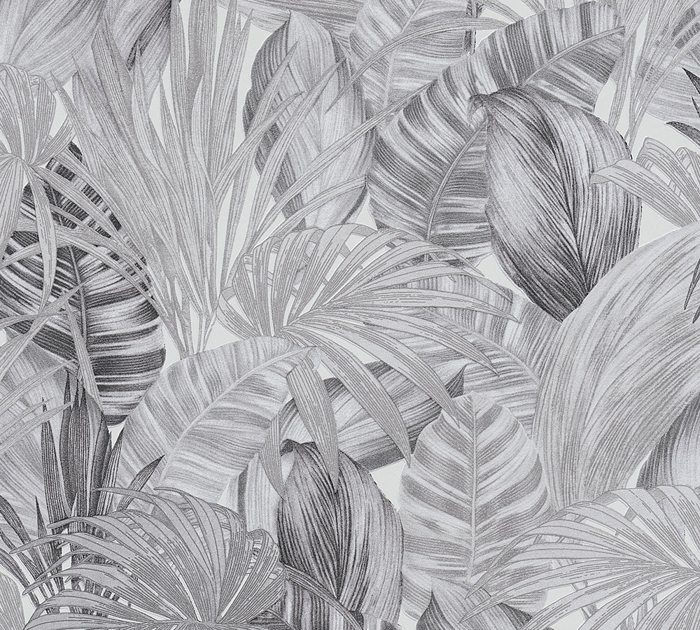 Greenery - Fronds of Fancy botanical wallpaper AS Creation Roll Grey  368203