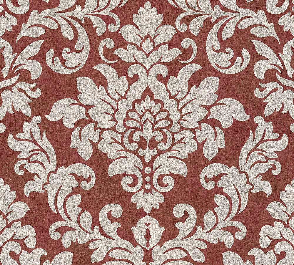 Trendwall - Grand Lustrous Damask damask wallpaper AS Creation Roll Red  372705