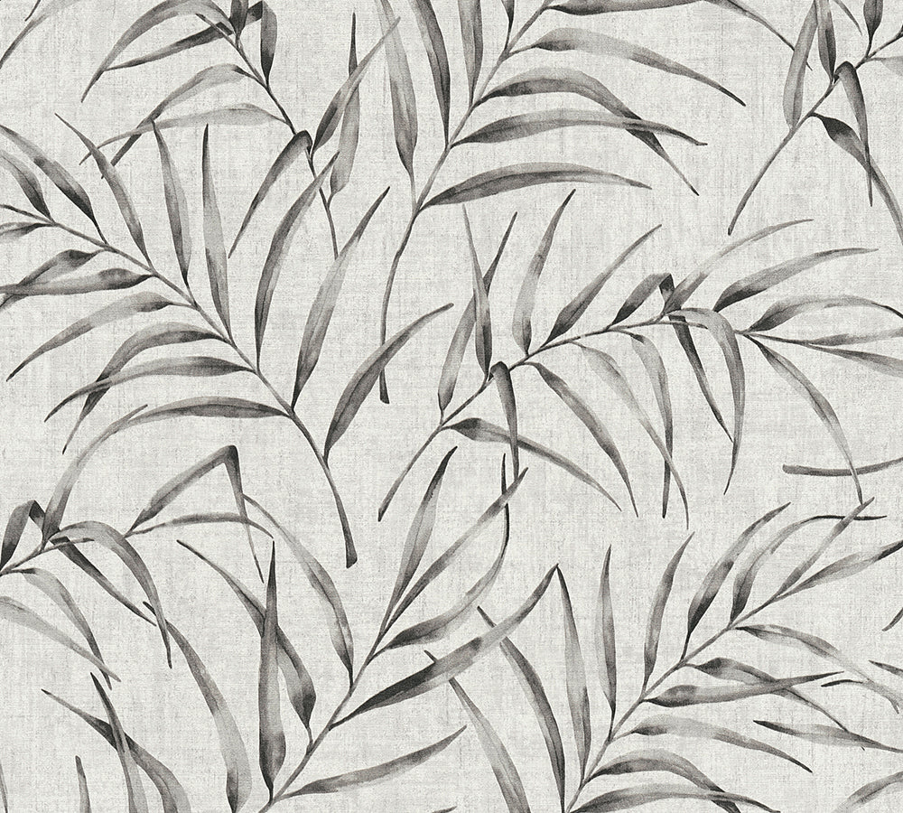 Greenery - Delicate Leaves botanical wallpaper AS Creation Roll Grey  373352