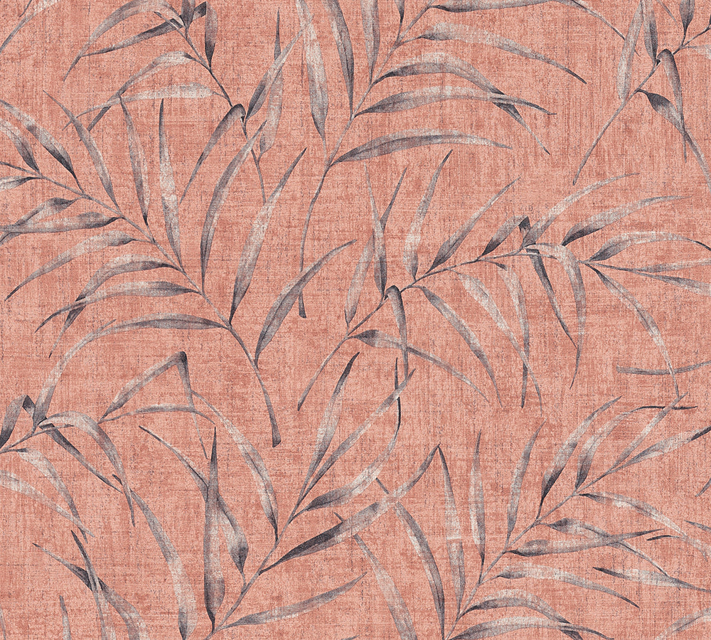 Greenery - Delicate Leaves botanical wallpaper AS Creation Roll Light Orange  373354