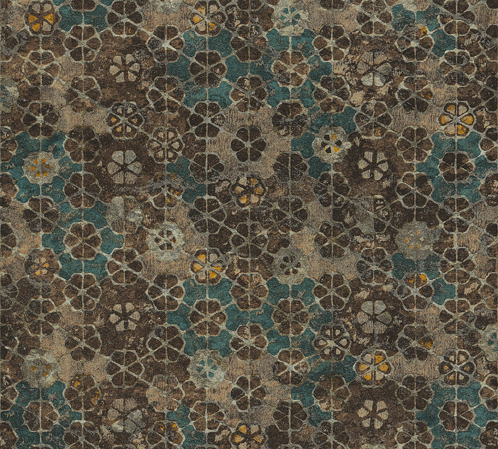 New Walls - Bohemian Tiles geometric wallpaper AS Creation Roll Green  373911