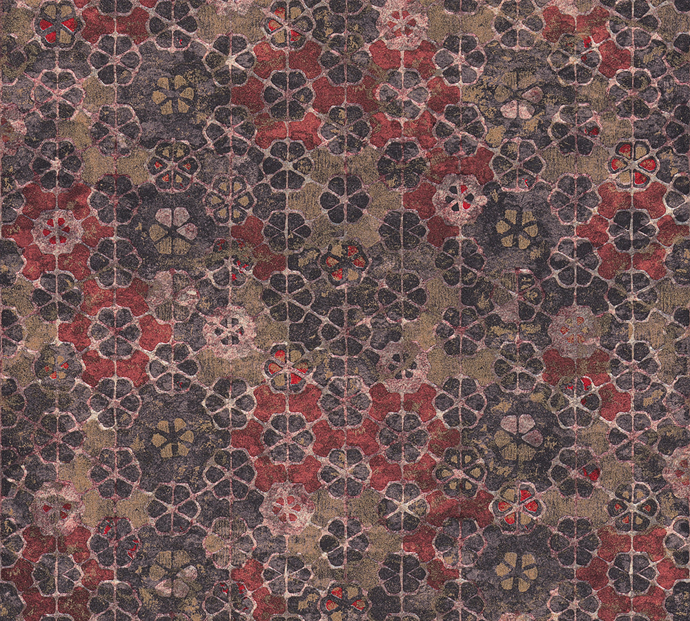 New Walls - Bohemian Tiles geometric wallpaper AS Creation Roll Red  373913