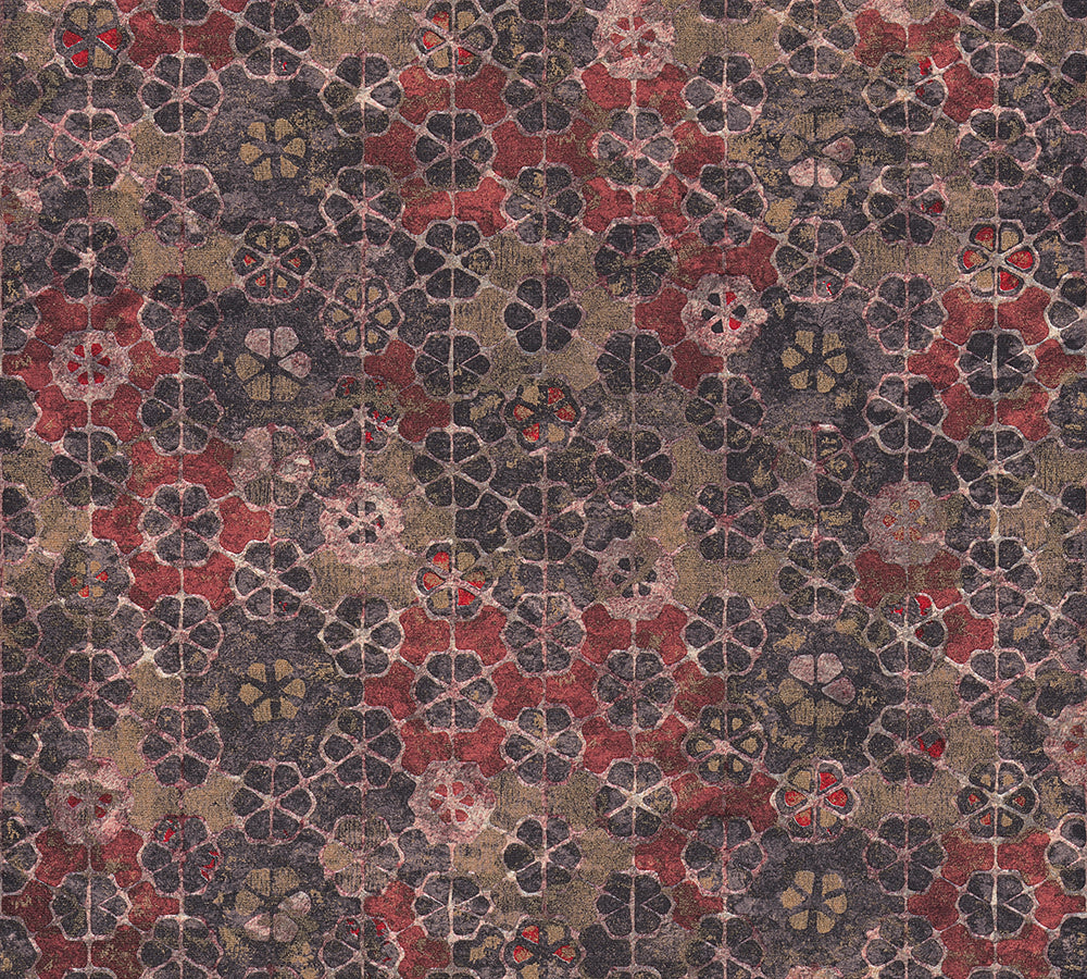 New Walls - Bohemian Tiles geometric wallpaper AS Creation Roll Red  373913
